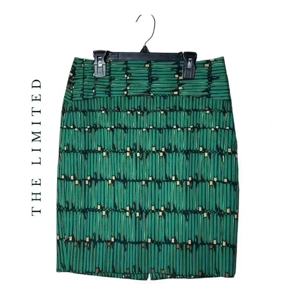 1357. THE LIMITED TWILL KNEE LENGTH SKIRT GREEN/BROWN/TAN IN COLORS SIZE 2